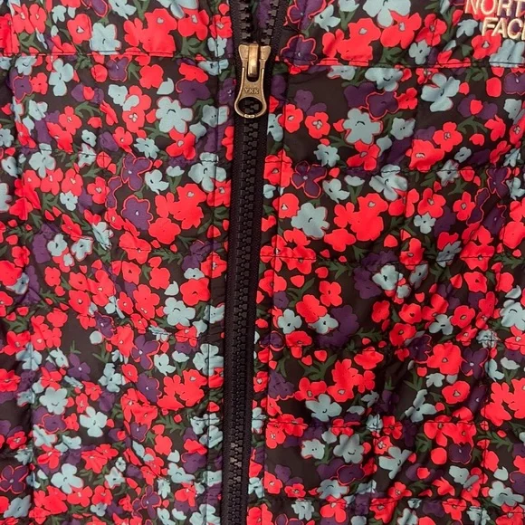 The North Face Kids Puffer Jacket - Red and Blue Floral - Picture 4 of 6